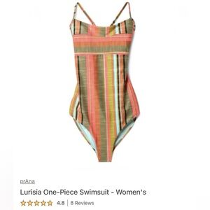 Prana Soleil Stripe One-Piece Swimsuit in Coral, Olive & Aqua